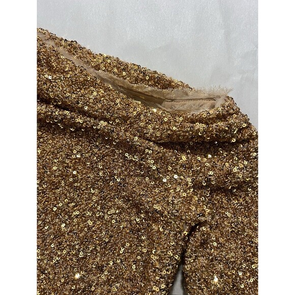Self Portrait Gold Sequin Asymmetric Zip Top Sz 0  NWT - Picture 7 of 11